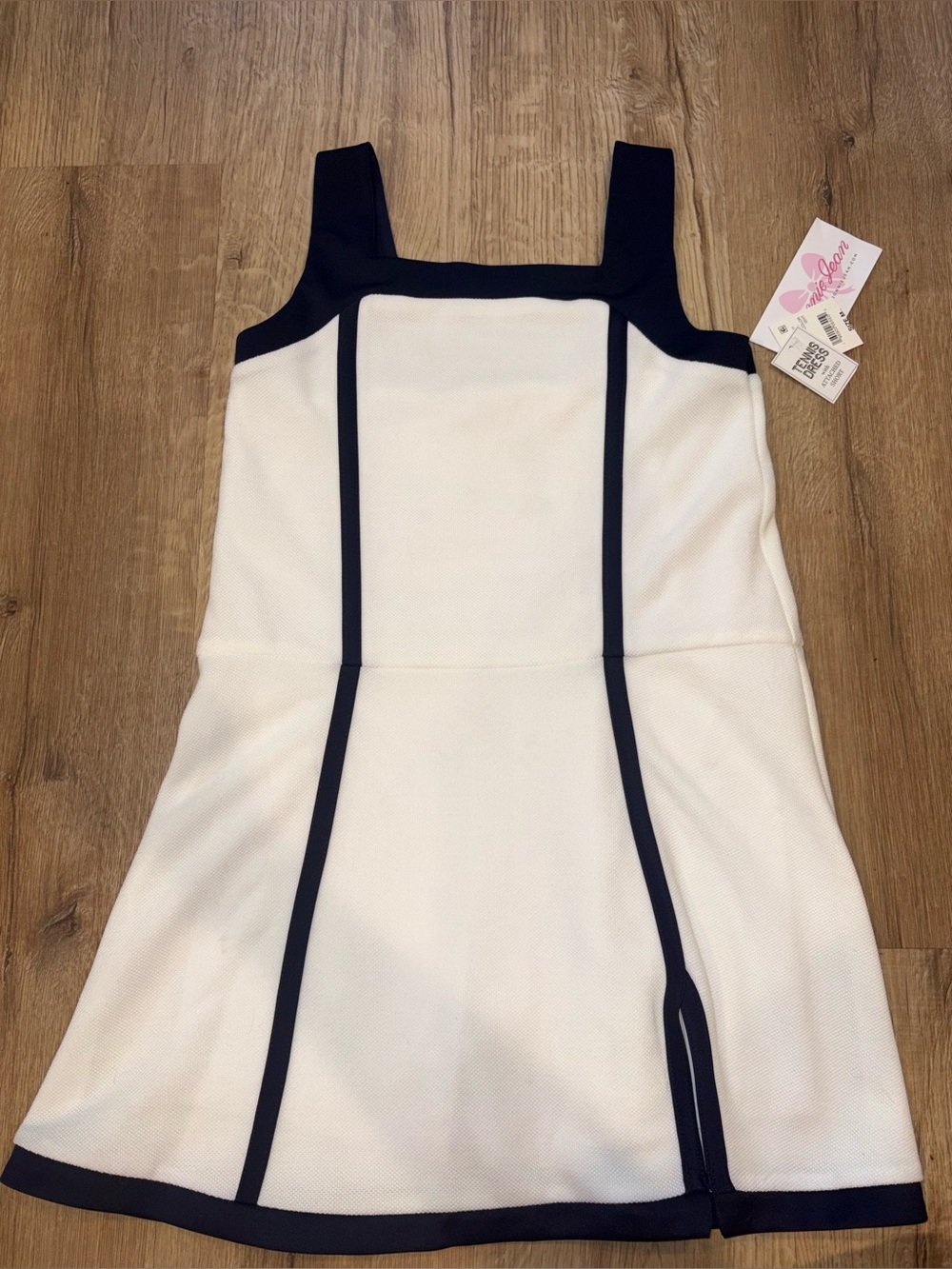 Bonnie Jean Girls White Tennis Dress with shorts Navy Trim